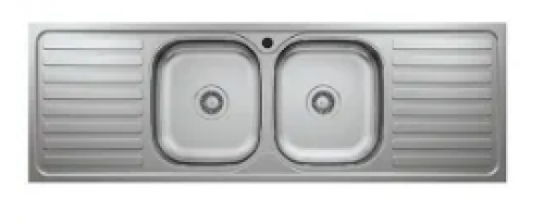 May Stainless Kitchen Sink Double Bowl Double Drain 1500 X 500mm With Waste And Bottle Trap-overlay