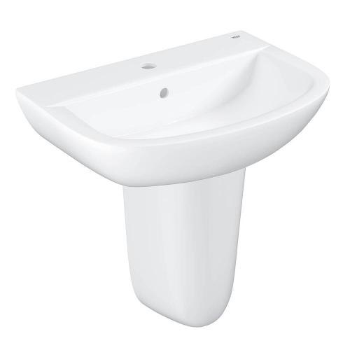 Bau Ceramic Washbasin Wall Hung 55cm And Semi Pedestal