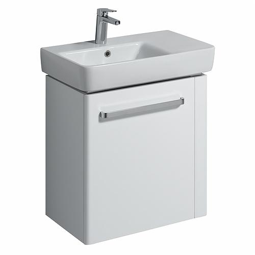 Twyford E200 Square 650mm Basin + Furniture, White, Left Hand