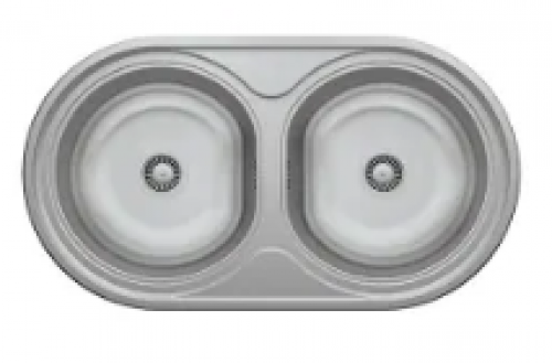May Stainless Kitchen Sink Double Bowl (round) 840 X 440mm With Waste And Bottle Trap-cabinet