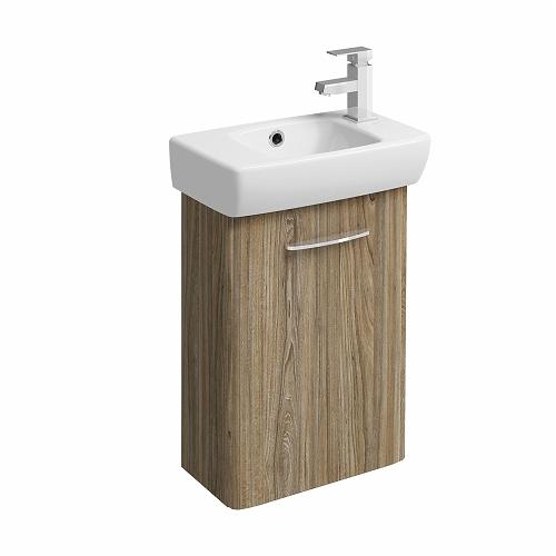 E100 Compact 450x250mm Washbasin - Grey Ash Wood