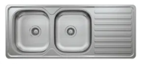 May Stainless Kitchen Sink Double Bowl Single Drain 1160 X 500mm With Waste And Bottle Trap-cabinet