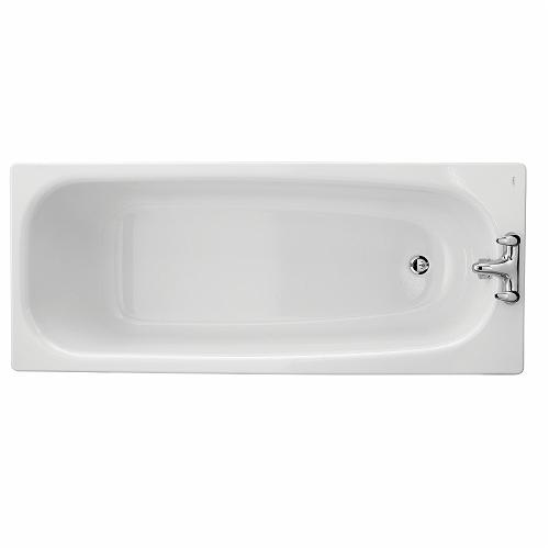 Luna Bath 1700x700mm, Enamelled Steel, 2 Centre Tap Holes, Slip Resistant